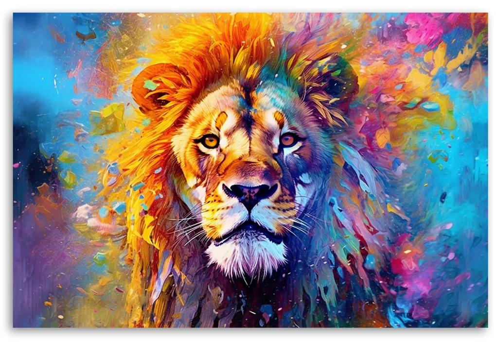 Obraz na plátně, Barevný lev Abstrakce - 100x70 cm