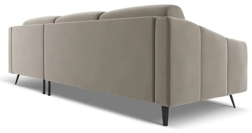 Béžová zamatová rohová pohovka (pravý roh) Nalu – Makamii