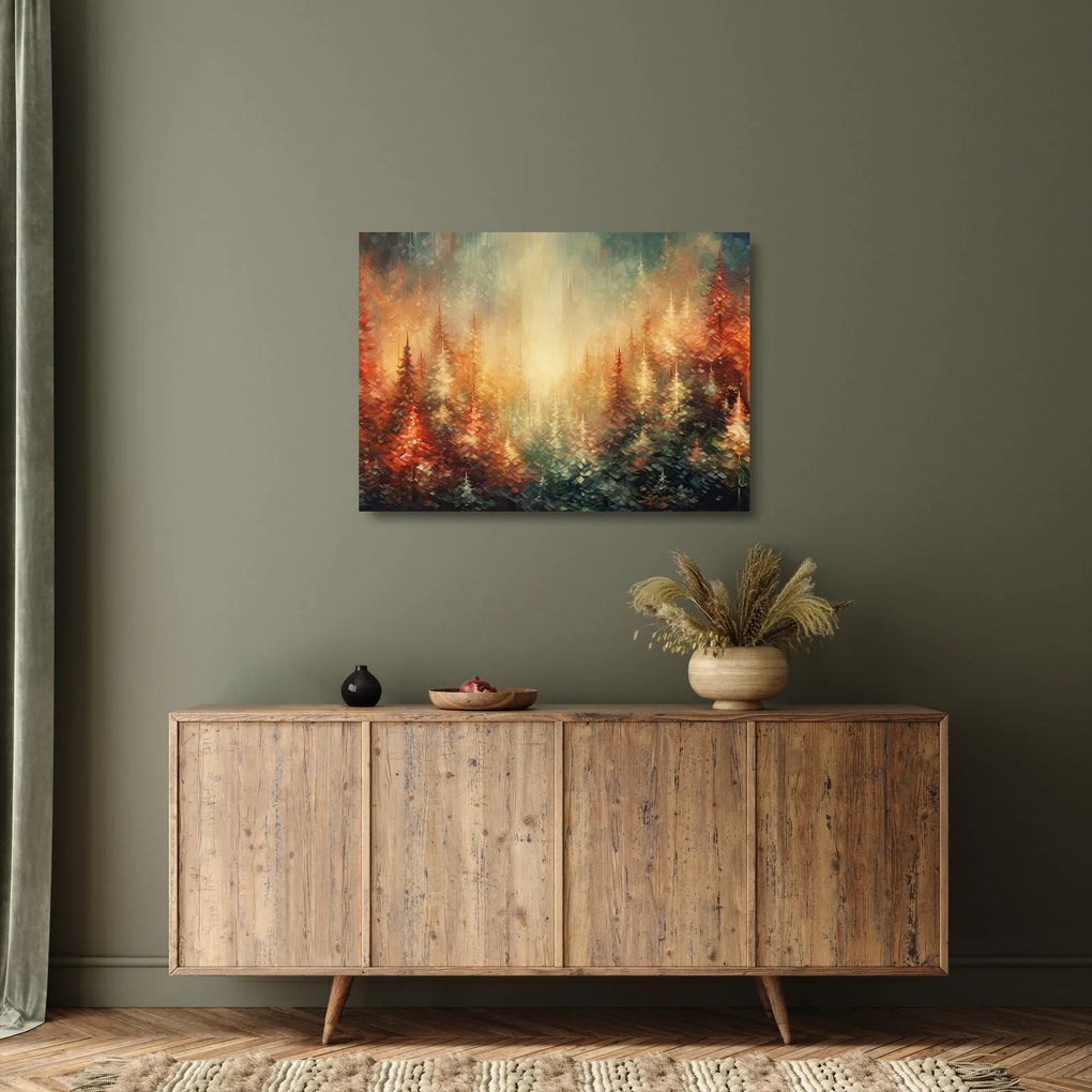 Sklenený obraz - Maľba lesov (70x50 cm)