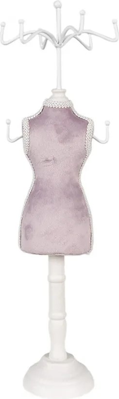 Fialovo-biely stojan na šperky v tvare figuríny - 12*12*39 cm