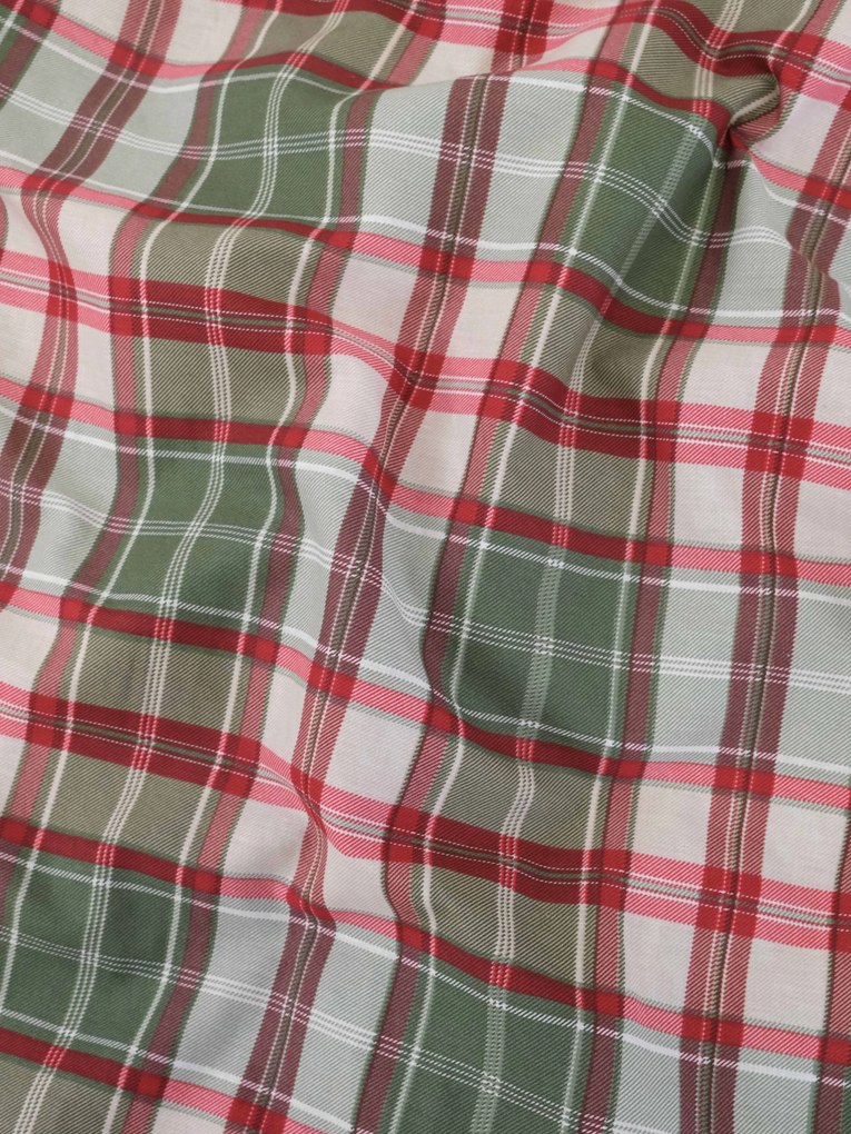 Vianočná bavlnená obliečka na vankúšik Renforcé 40 × 40 cm - Káro zelené