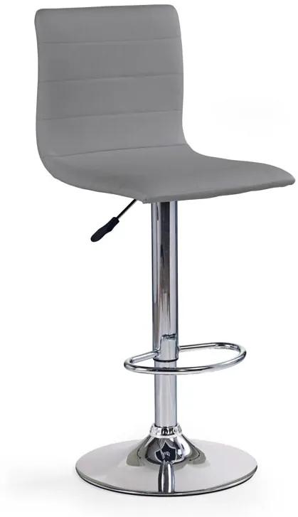 Barová stolička TYWIN – sivá ekokoža, chrómová podnož
