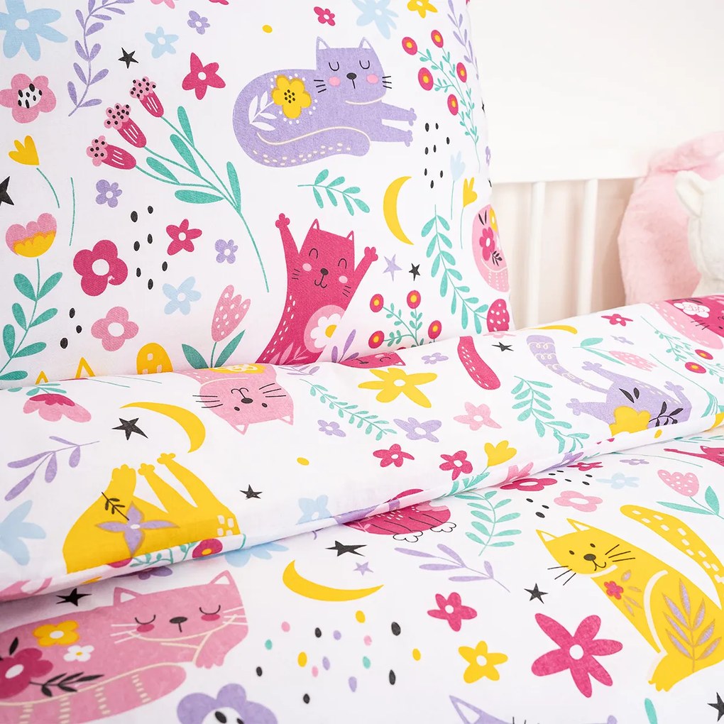 4Home Detské bavlnené obliečky do postieľky Playful Paws, 100 x 135 cm, 40 x 60 cm