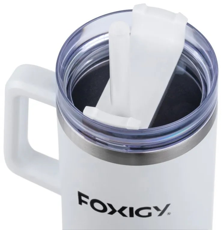 Foxigy Termohrnček do auta so slamkou 1200 ml White