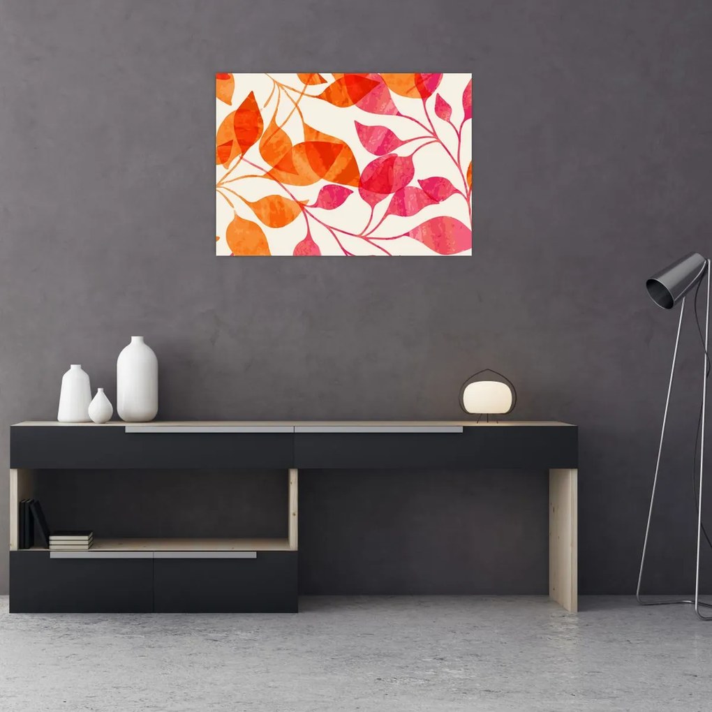 Sklenený obraz - Oranžové lístie (70x50 cm)