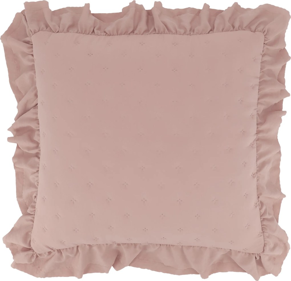 Ružová obliečka na vankúš s volánikovým okrajom Aix Soft – 50*50 cm