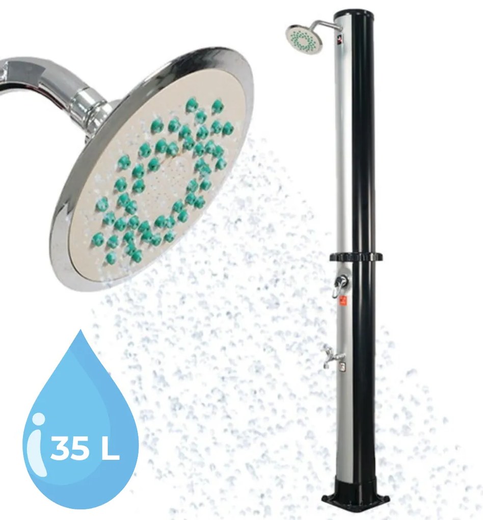 Solárna sprcha KARIBIK, 35 l, čierna/strieborná Jurhan