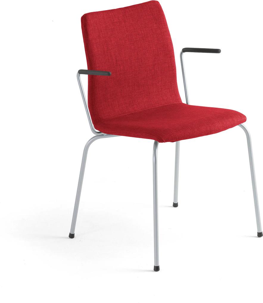 Konferenčná stolička Ottawa, s opierkami rúk, červená tkanina, šedá