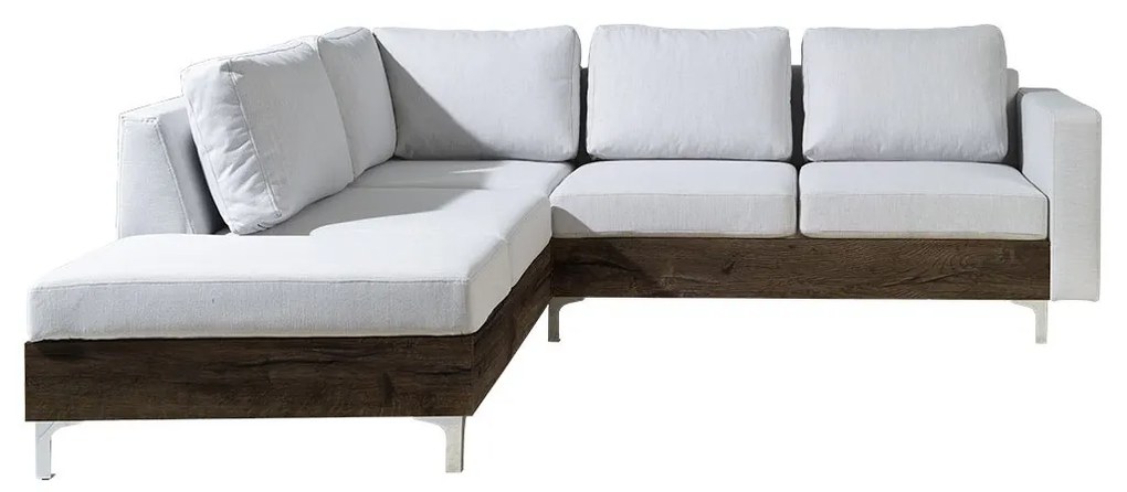 Rohová pohovka Hermes Wood, Farby: ekokoža Soft 011 (čierna), Farby nožičiek: dub monastery, Strana: ľavá