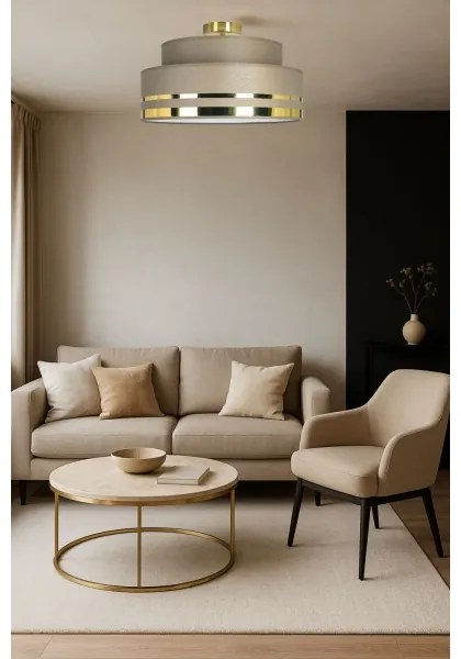 Stropné svietidlo TAMI 1xE27/60W/230V pr. 40 cm hnedá/zlatá