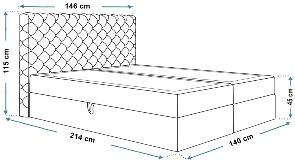 PROXIMA.store - Kontinentálna boxspring posteľ ZOLA ROZMER: 140 x 200 cm, TYP MATRACA: BONELLOVÉ PRUŽINY, VRCHNÝ MATRAC (TOPPER): BEZ TOPPERU