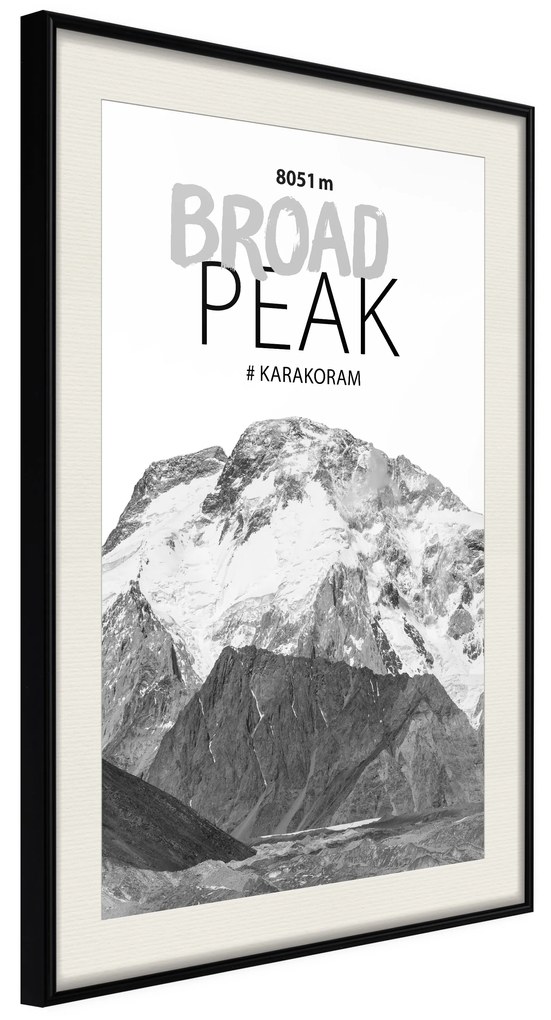 Artgeist Plagát - Broad Peak [Poster] Veľkosť: 30x45, Verzia: Čierny rám s passe-partout
