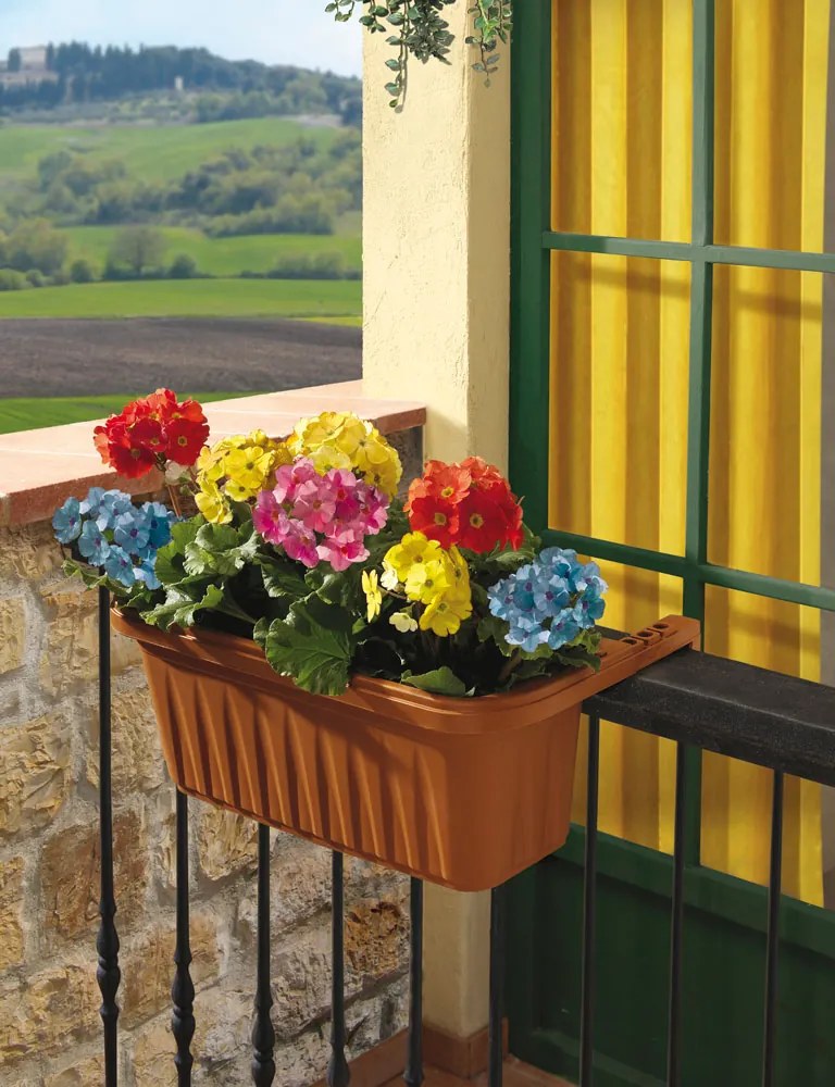 BAMA Závesný kvetináč na zábradlie RONDINE, terracotta Množstvo: 2 ks, Rozměry: 50 cm