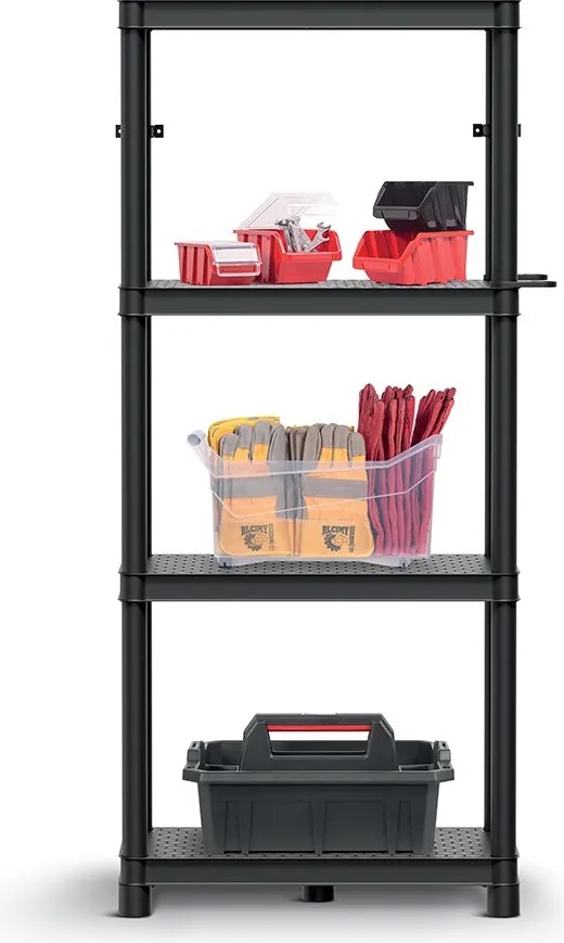 Prosperplast Regál plastový 4 police STACKARO SMALL 58 x 28 x 131,5 cm - čierny
