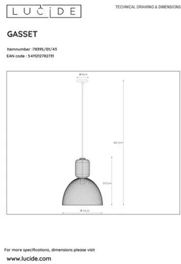 Lucide 78395/01/43 - Luster na lanku GASSET 1xE27/60W/230V hnedá