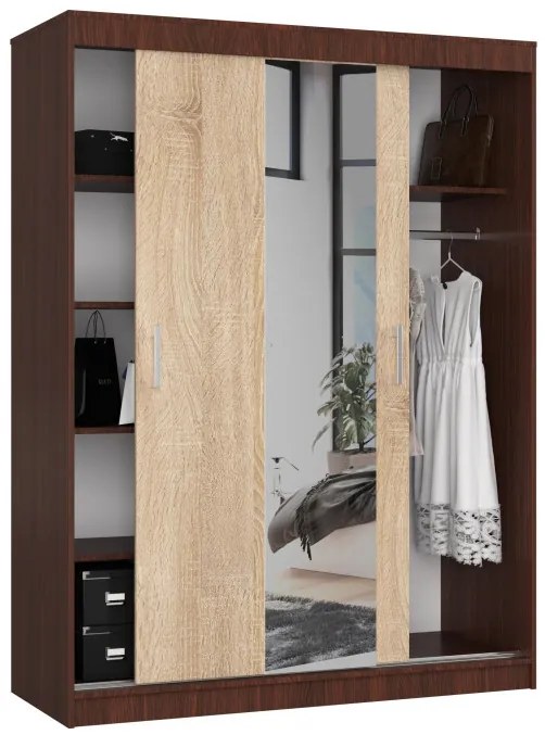 Šatníková skriňa s posuvnými dverami 150 cm CLP wenge / sonoma