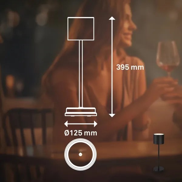 Briloner 7521015 - stmievateľná LED stolná lampa SIGO 2,5W/5V IP44 2600 mAh čierna