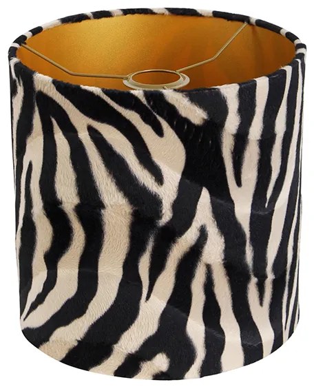 Zamatový tienidlo na lampu Zebra Print 25/25/25 zlatý interiér