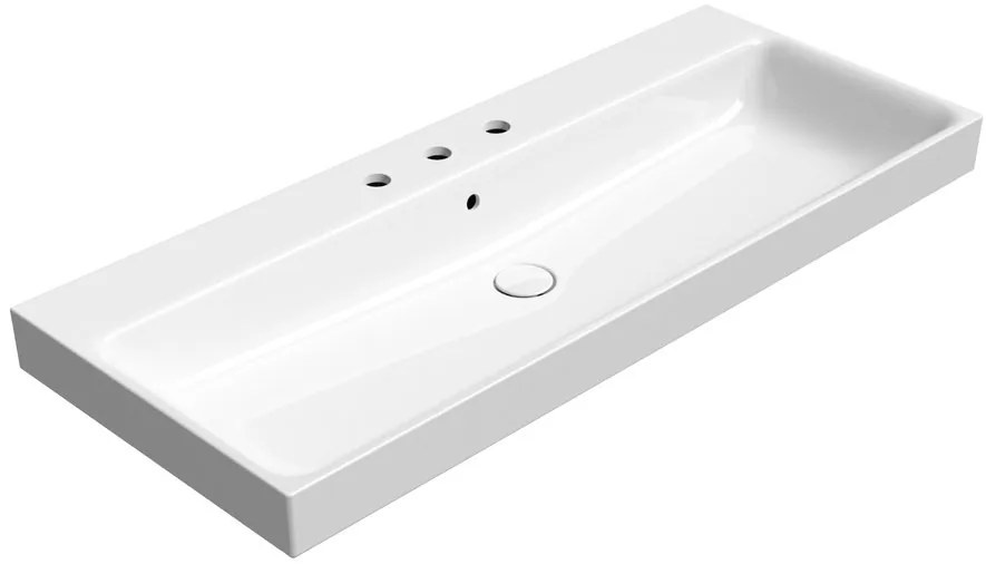 GSI GSI, NUBES keramické umývadlo 120x50cm, 3 otvory, biela ExtraGlaze, 9624311
