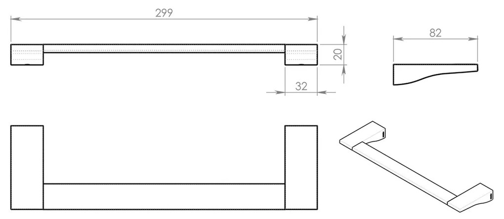 GEDY 572130 Glamour držiak uterákov 30 x 8,2 cm, sivá
