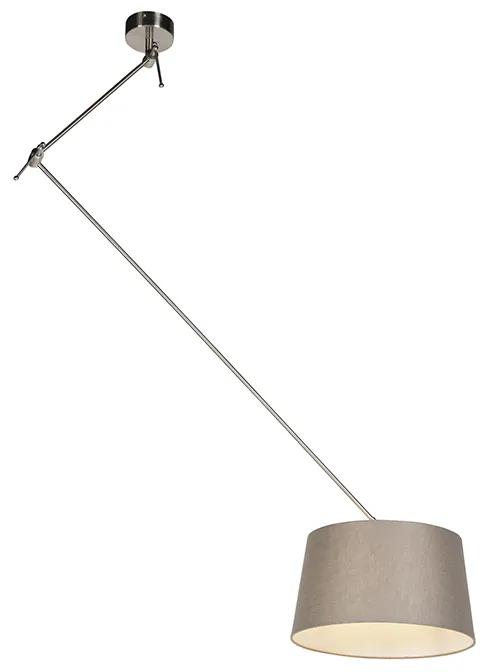 Závesná lampa s ľanovým tienidlom taupe 35 cm - oceľ Blitz I