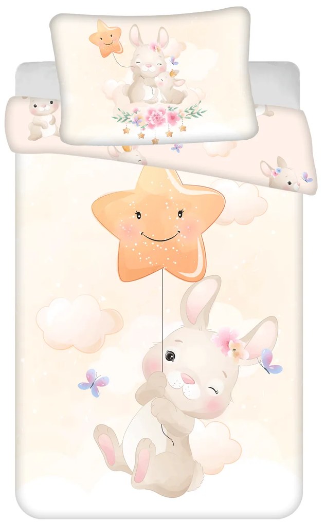 Jerry Fabrics Obliečky do postieľky 100x135 + 40x60 cm - Bunny Star