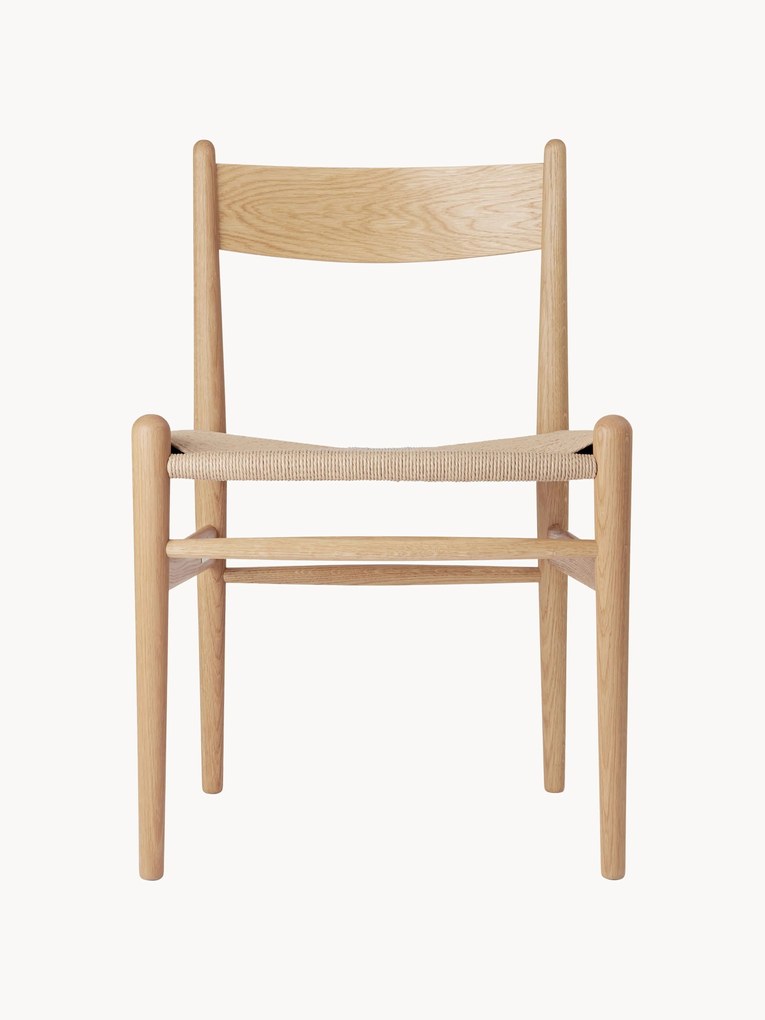 Drevená jedálenská stolička's ručne tkaným sedadlom CH36