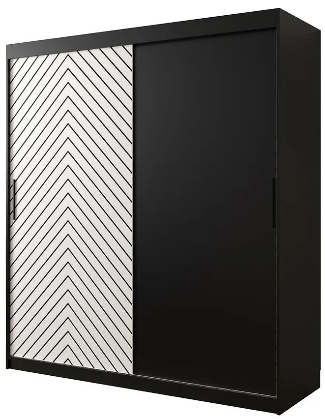 Skriňa Jodełka 180 čierna/biely/čierna