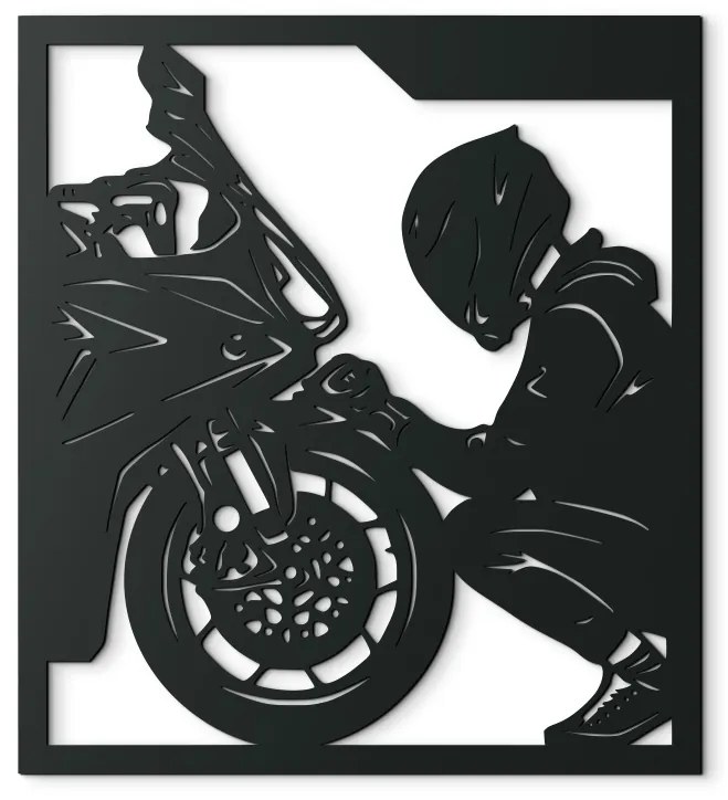 drevko Drevený obraz Motorkár a jeho vášeň Rozmer obrazu: 65 x 58,5 cm, Farba dekorácie: Čierna