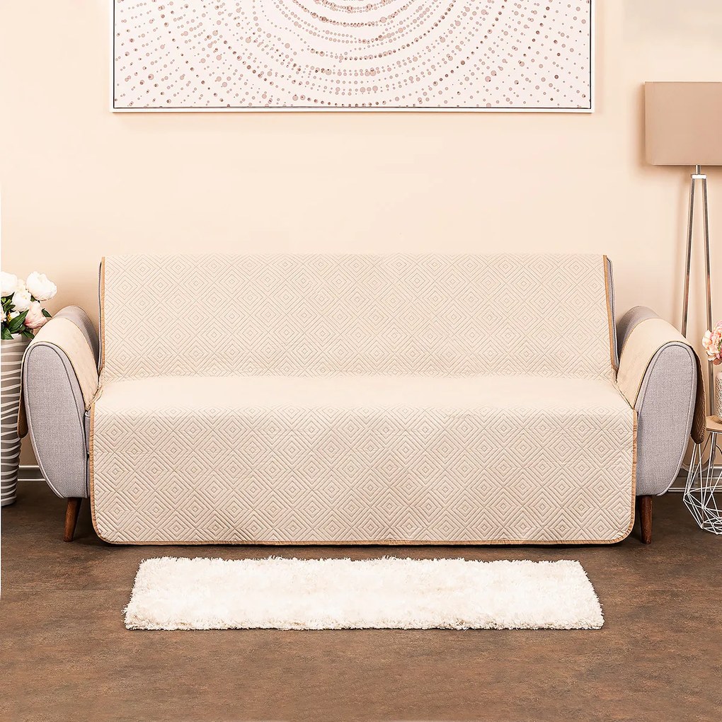 4Home Prehoz na sedaciu súpravu Doubleface tmavobéžová/béžová, 180 x 220 cm