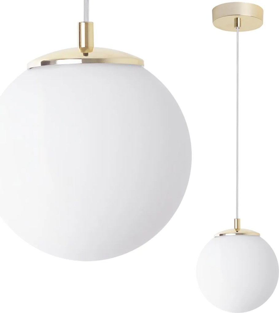 Závesné svietidlo Florence, 1x biele sklenené tienidlo, g