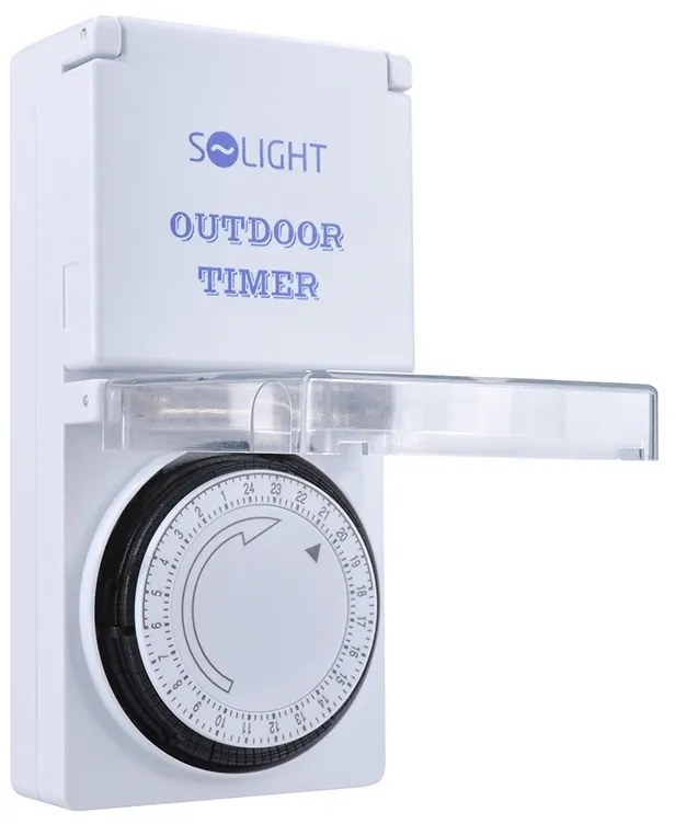 SOLIGHT vonkajšie denný časový spínač 230V/16A/IP44/3500W, biely
