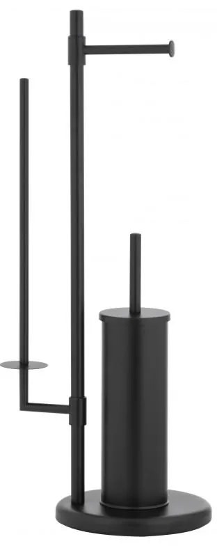 Erga Sisu, držiak na toaletný papier so zásobníkom a WC kefou 3v1, čierna matná, ERG-YKA-P.SISU-BLK