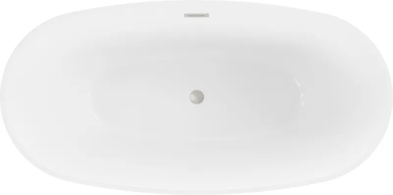 Mexen Eris, voľne stojaca vaňa 155 x 80 cm, biela, brúsená oceľ prepad, 53441558000-97
