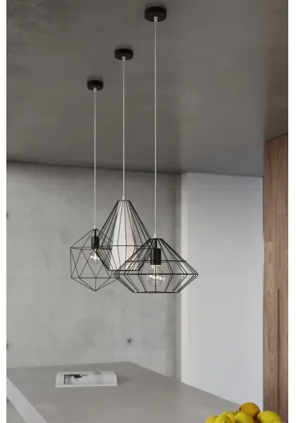 Luster na lanku DEMI 1xE27/60W/230V čierna/biela