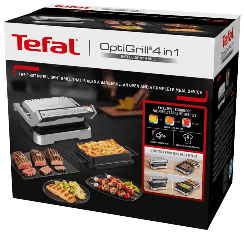 Elektrický inteligentný gril Tefal Optigrill 4v1 Inox GC774D30