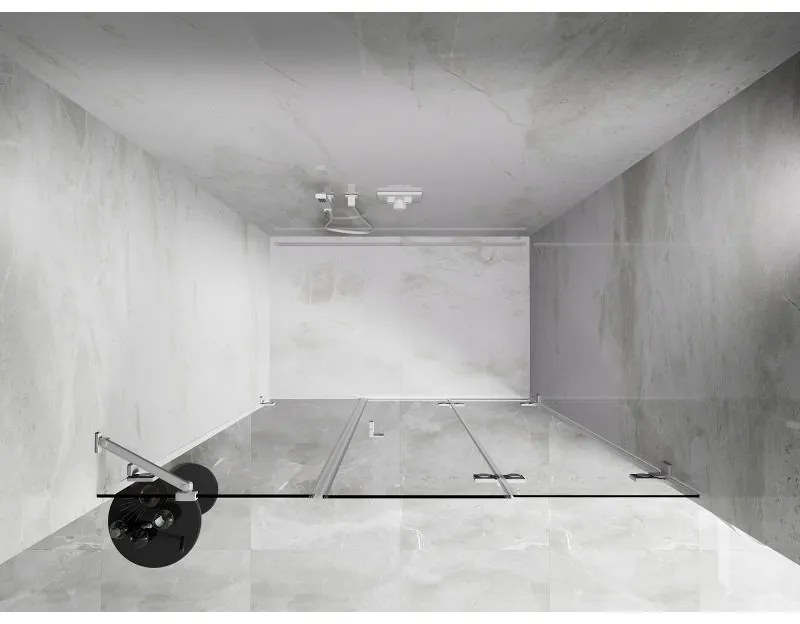 Mexen Lunar-F, pravé sklápacie sprchové dvere 115 cm, 8mm číre sklo, biely profil, 836S-115-050-20-00-P