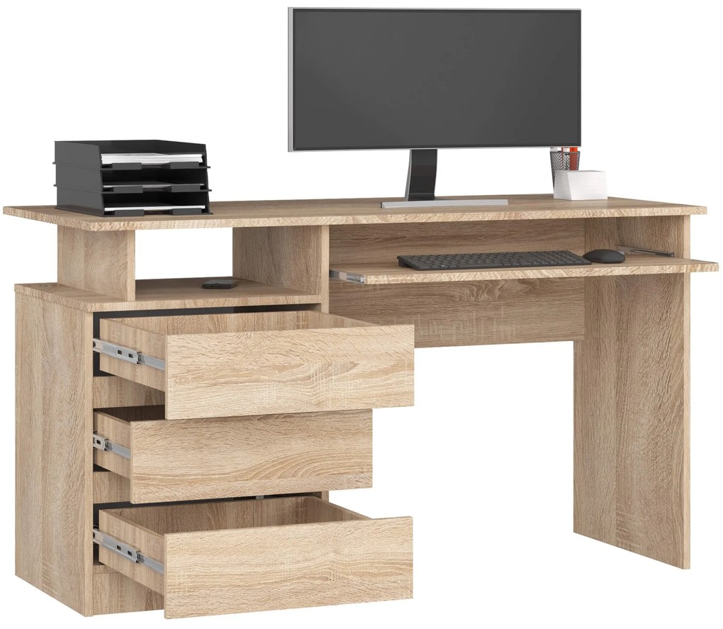 Volně stojící psací stůl CLP 135 cm dub sonoma