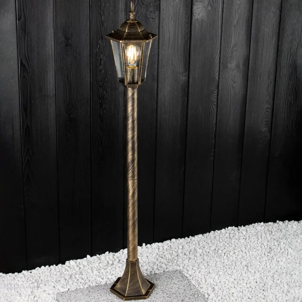 Záhradná stojaca lampa LIGURIA-LT 1xE27 vysoká tyč 96cm patina - GOLDLUX (Polux)