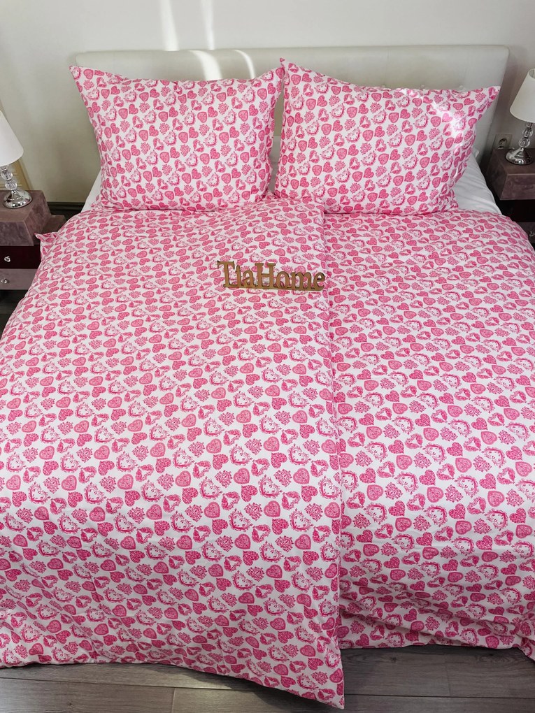 Obliečky bavlnené Amálka ružová TiaHome - 1x Vankúš 90x70cm, 1x Paplón 140x200cm