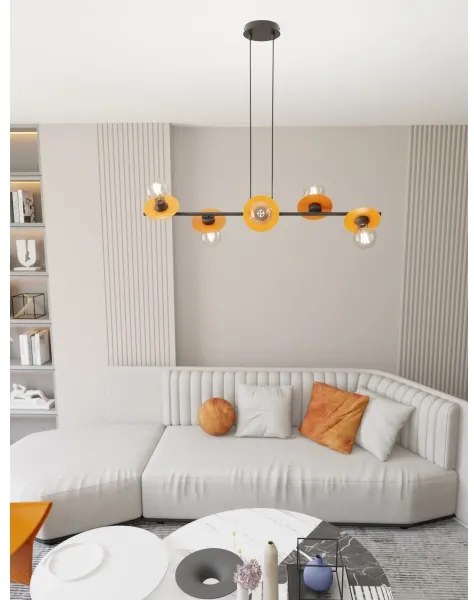 Luster na lanku TOKEN 6xE27/15W/230V oranžová