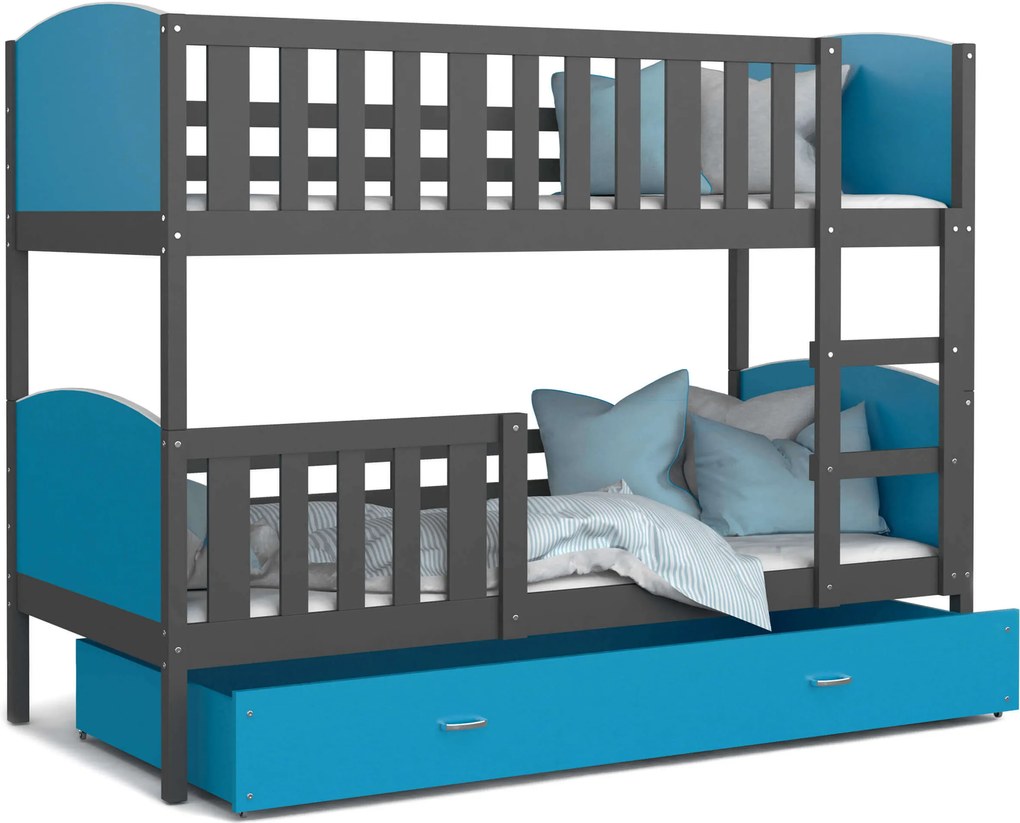GL Poschodová posteľ Tami Farba: Modrá, Rozmer: 200x90