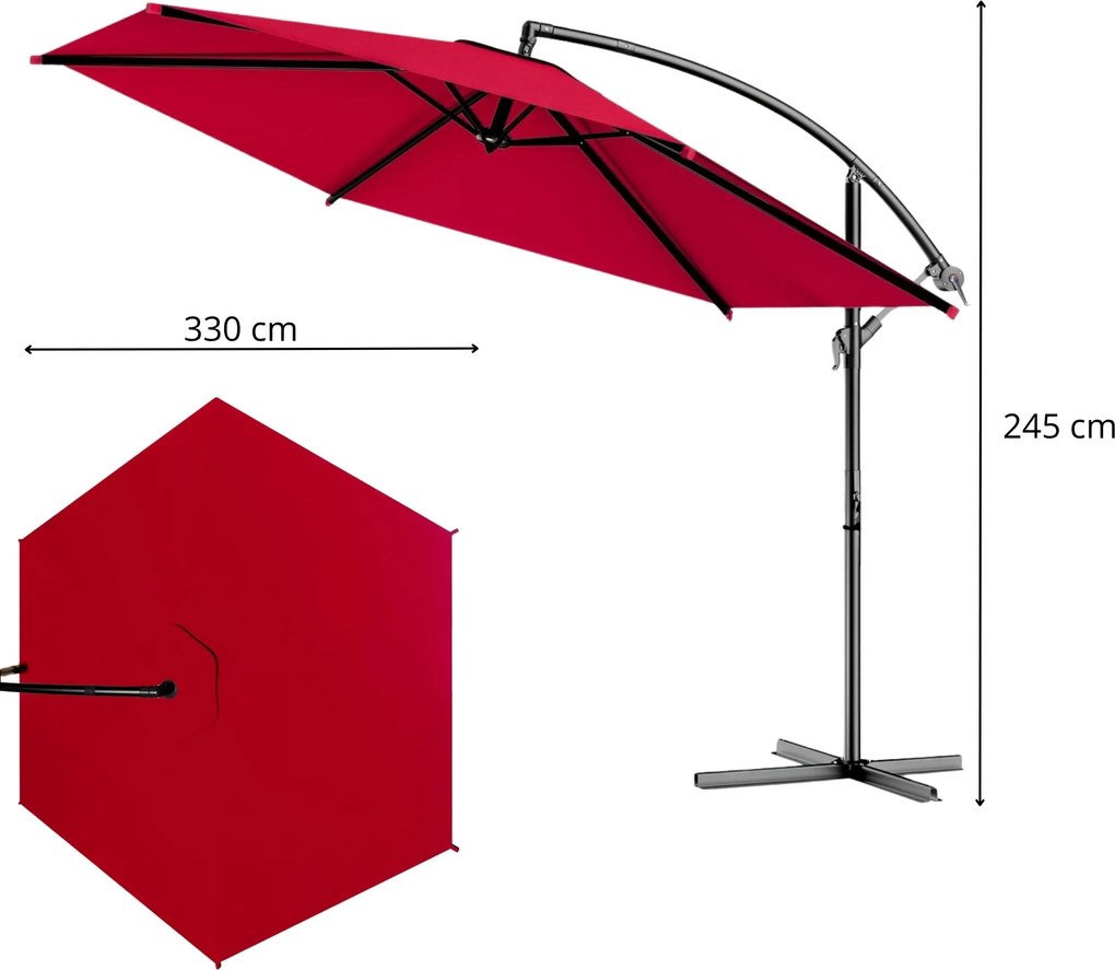 Záhradný slnečník Aluni 330 cm červený
