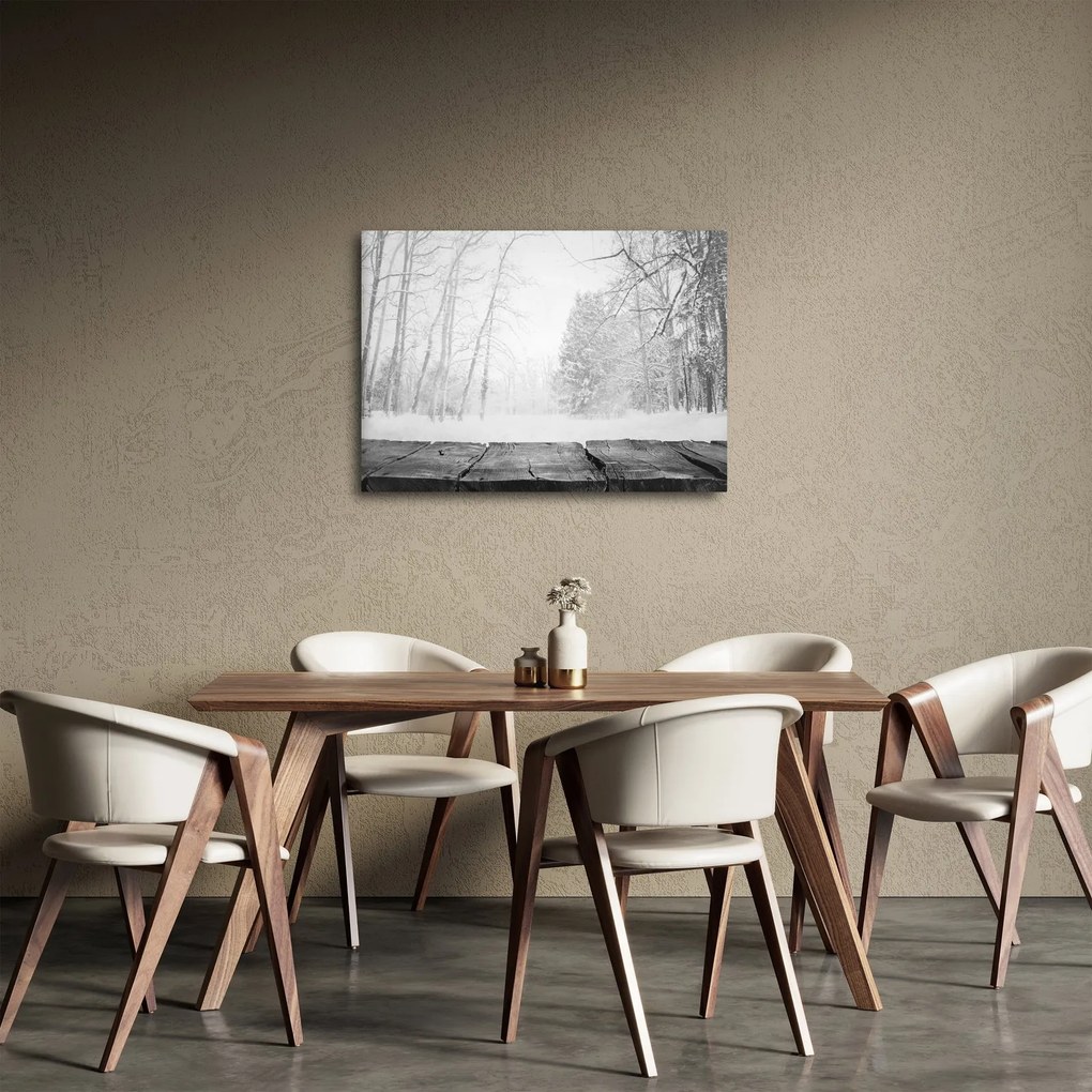Obraz - Drevené mólo v zime (70x50 cm)