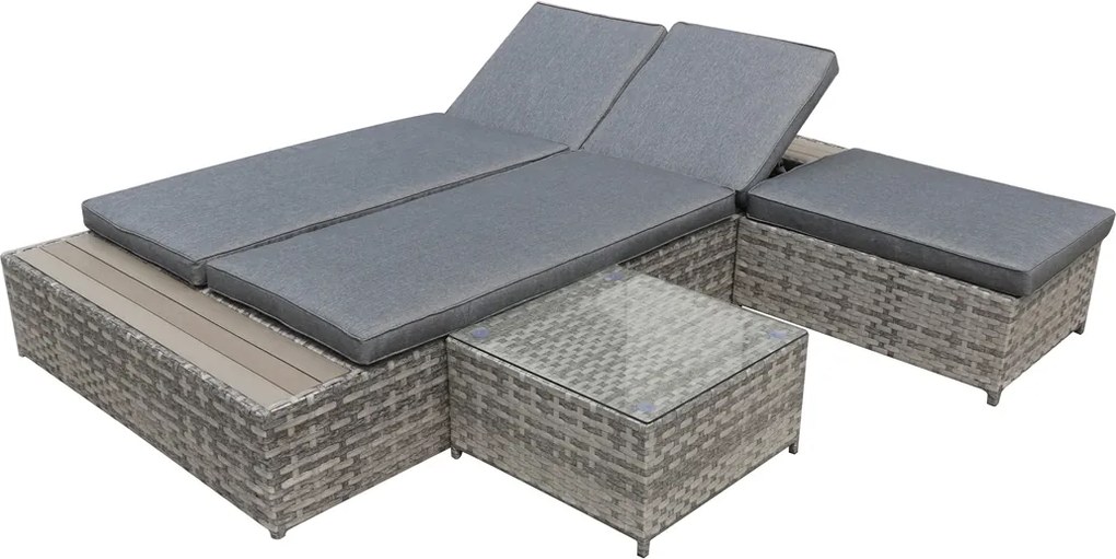 NABBI Diabolico záhradná posteľ so stolíkom sivý melanž / sivá