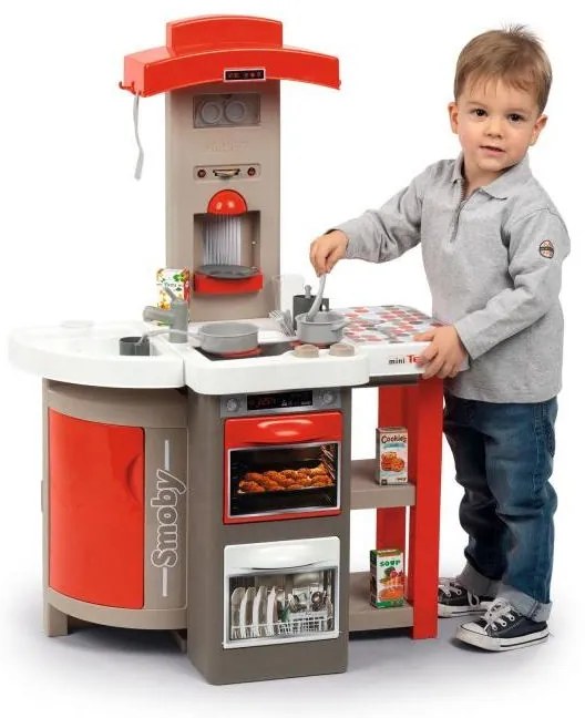 KIK Smoby Tefal OpenCook, elektronická skladacia kuchynka pre deti, červená so zvukom