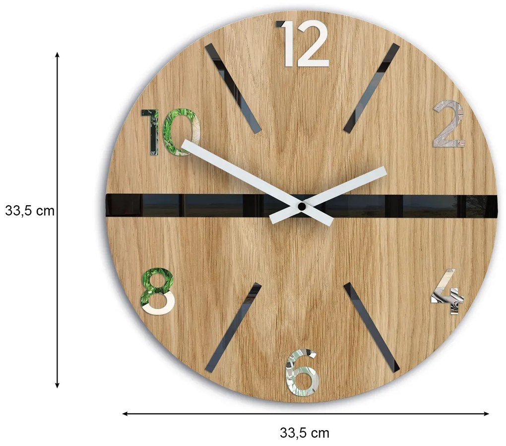 Drevené nástenné hodiny King 33,5 cm dub prírodný