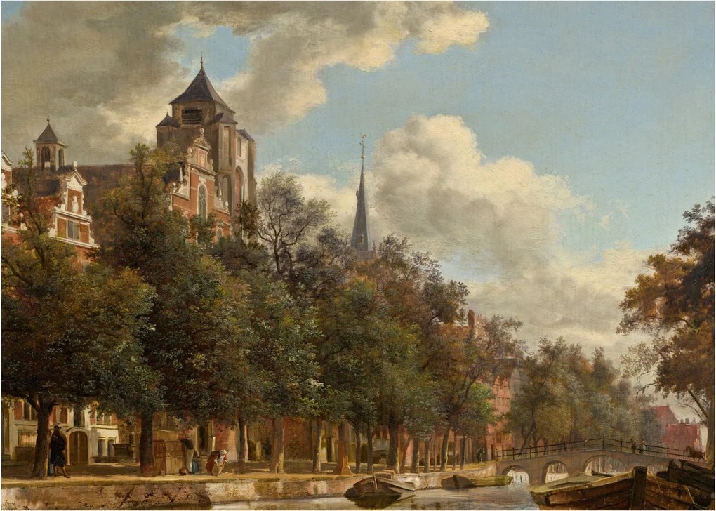 Obraz - Jan van der Heyden, View Down a Dutch Canal, reprodukcia (70x50 cm)