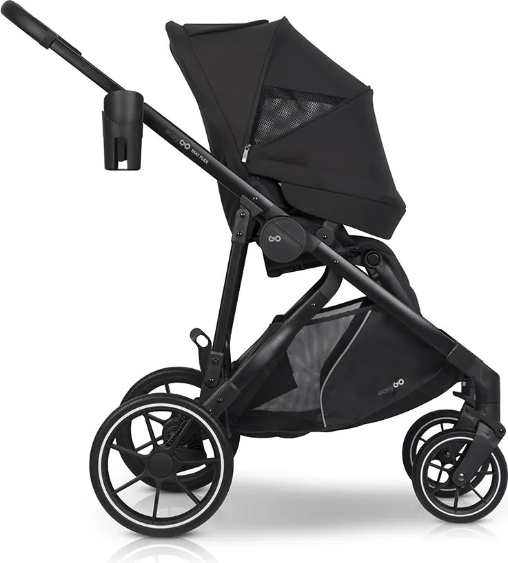 Súrodenecký kočík EasyGo Duoflex Ebony Black, 2 športové časti , 1 hlboká vanička