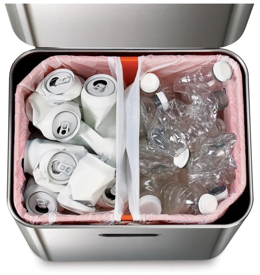 Oceľový odpadkový kôš na triedený odpad v striebornej farbe 60 l Totem Max – Joseph Joseph